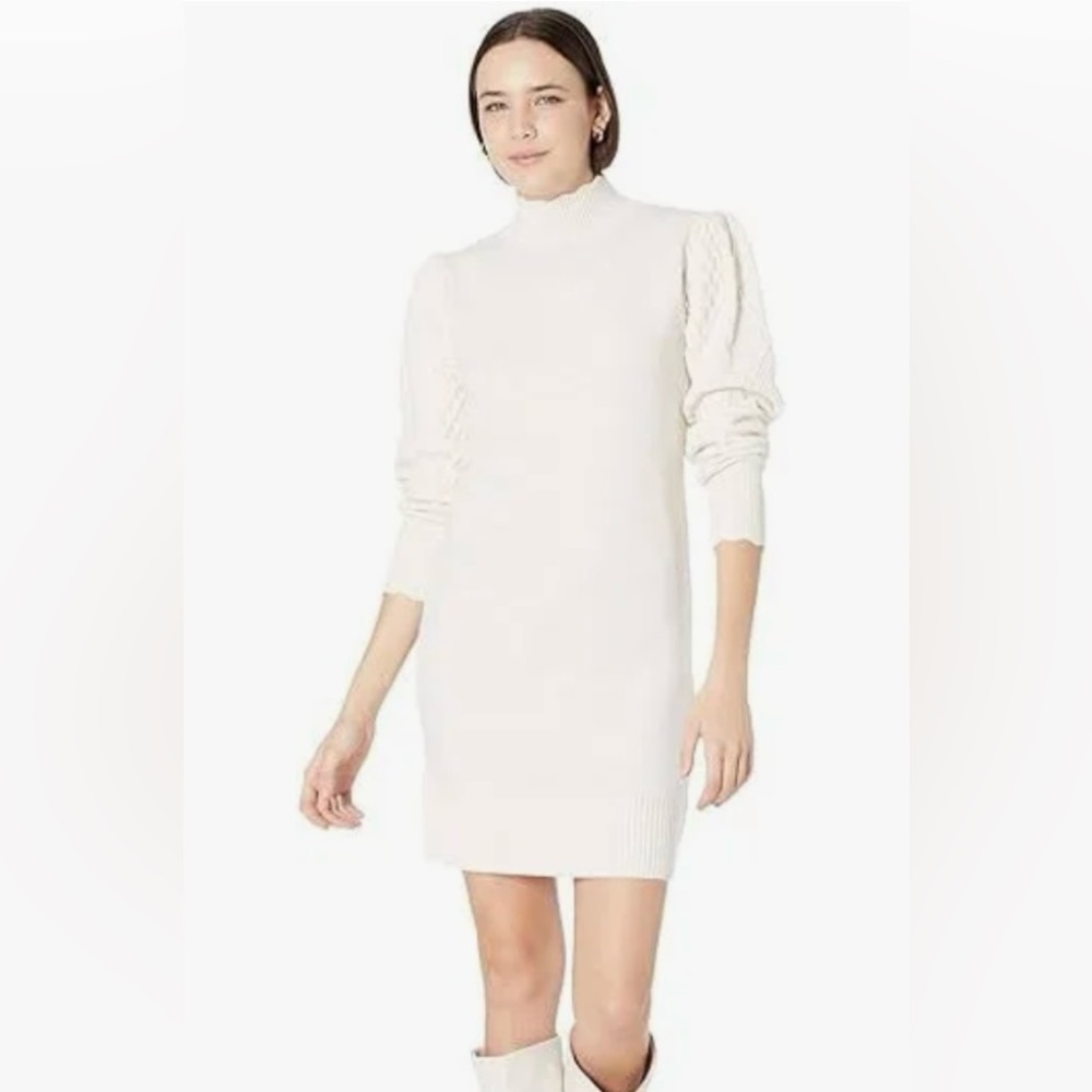 NWT | BB Dakota for Steve Madden | Ivory Cable Knit Mock Neck Sweater Dress | S